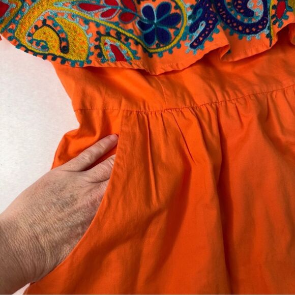 Judith March backless orange sundress embroidered sz small - Picture 7 of 8